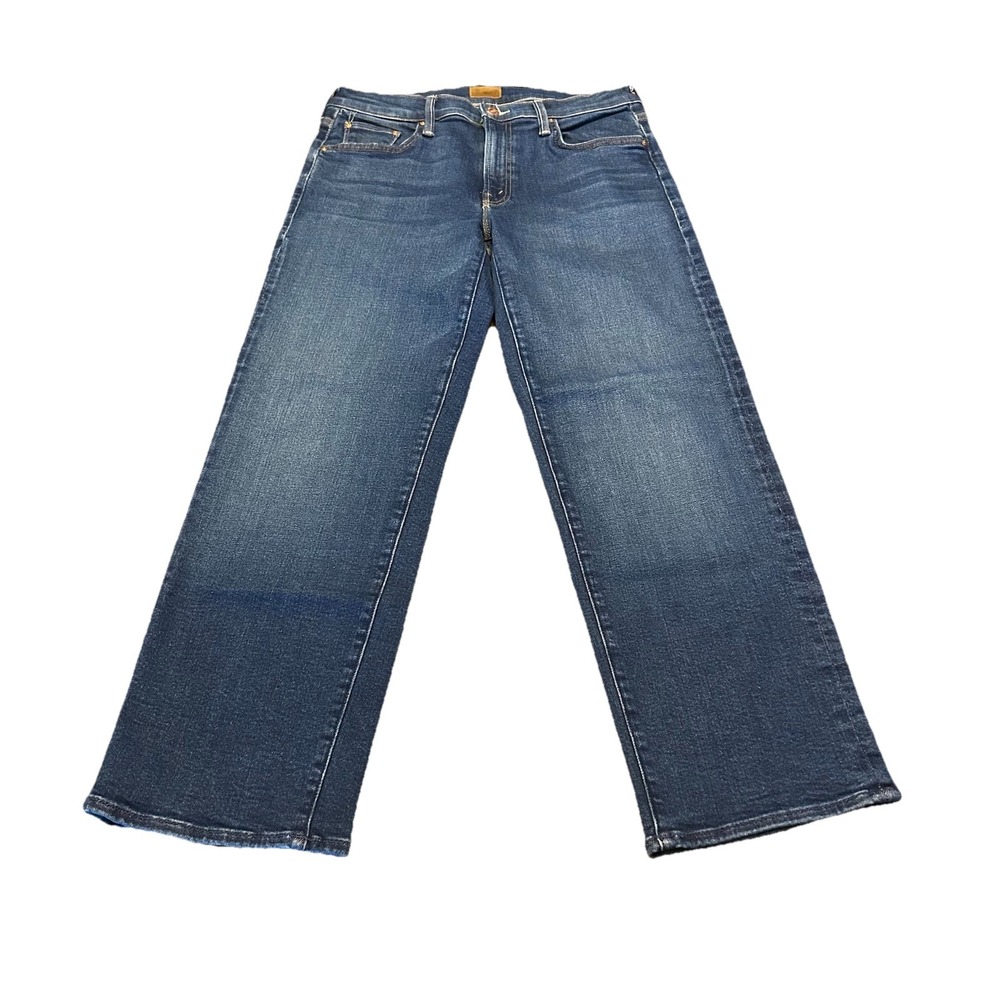 MOTHER Blue Wide Leg Ankle Crop Jeans